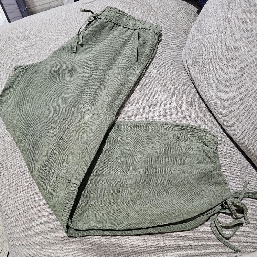 Joie- Olive linen cargo joggers size L